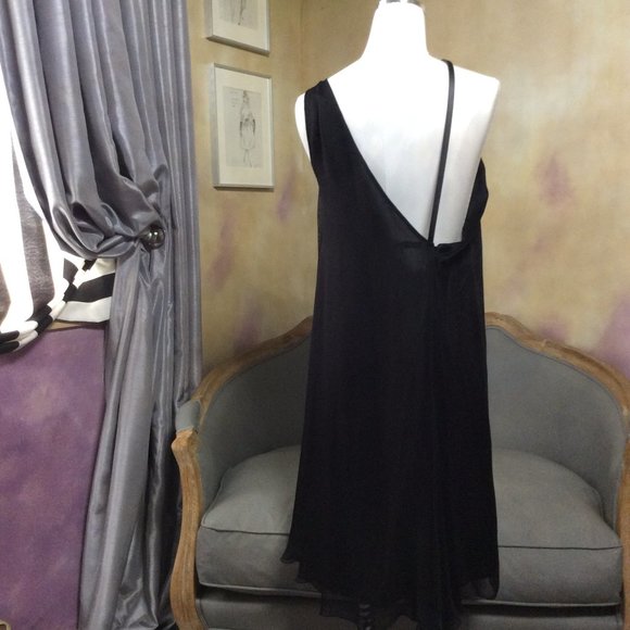 MaxStudio silk mesh chiffon one shoulder cocktail dress, size 6 - Picture 4 of 10